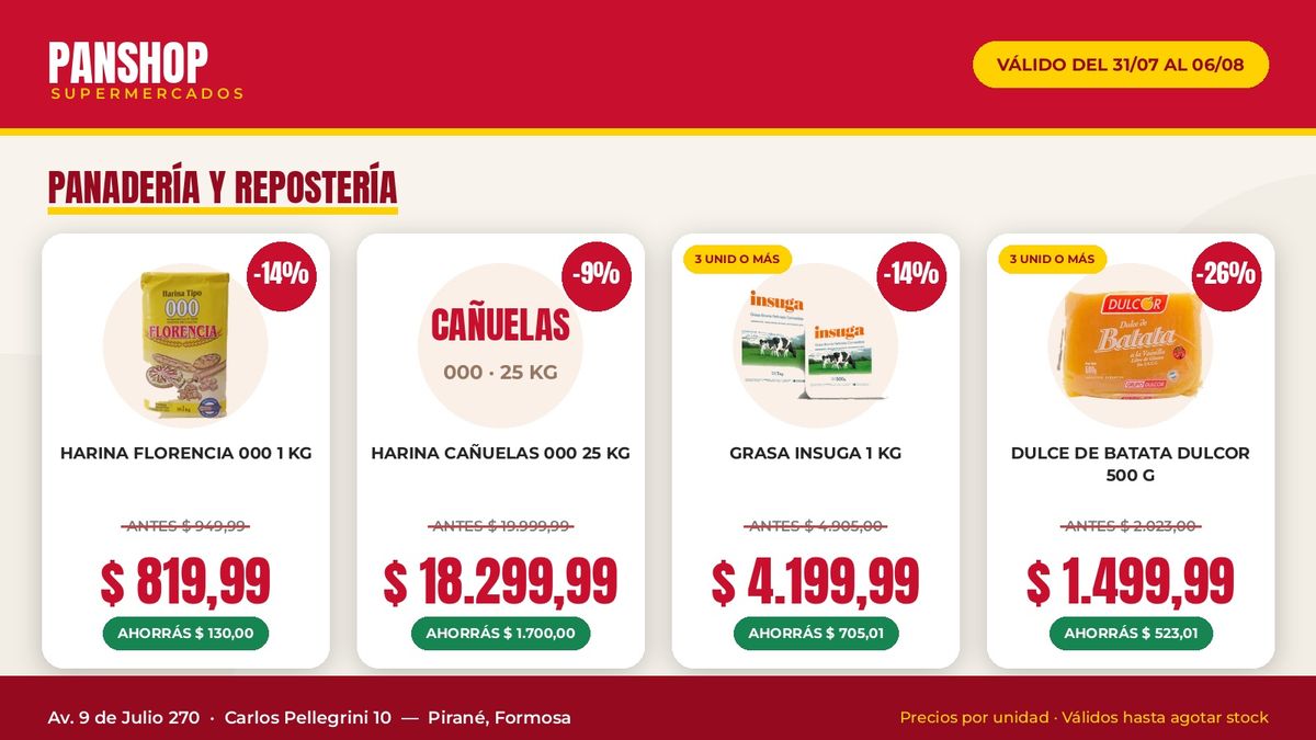Ofertas de panadería y repostería
